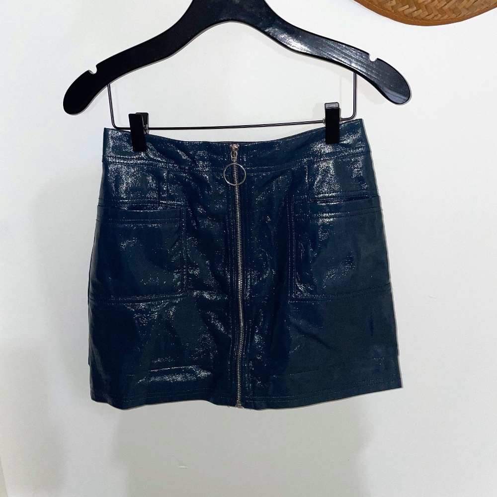 TOPSHOP Zip faux leather mini skirt